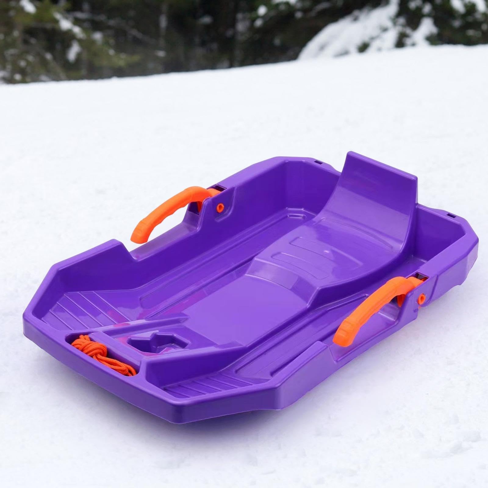TISHITA Luge pour Enfant Sled de Descente Toboggan avec Freins Corde de Traction en PP Résistant Adapté à L'Utilisation par Les Enfants pour Le Jeu d'hiver Le, Violet