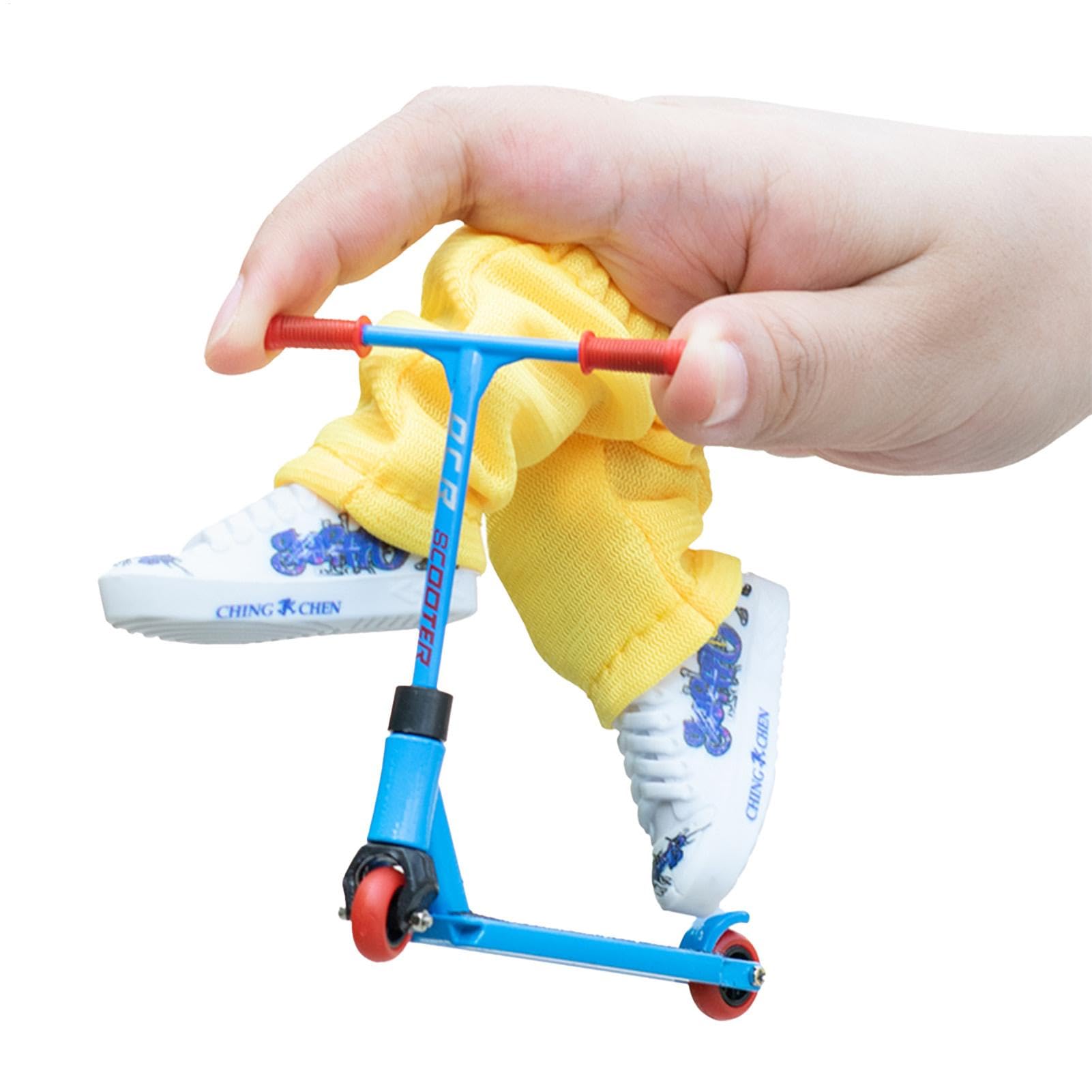 Generisch Finger Scooter Set, Fingerspielzeug-Skateboards, Finger Scooter Interaktives Fingerspielzeug, Finger Scooter Modell aus Legierung,Fingerboards Finger Schuhe Fingerhose Fingerscooter(Blau)