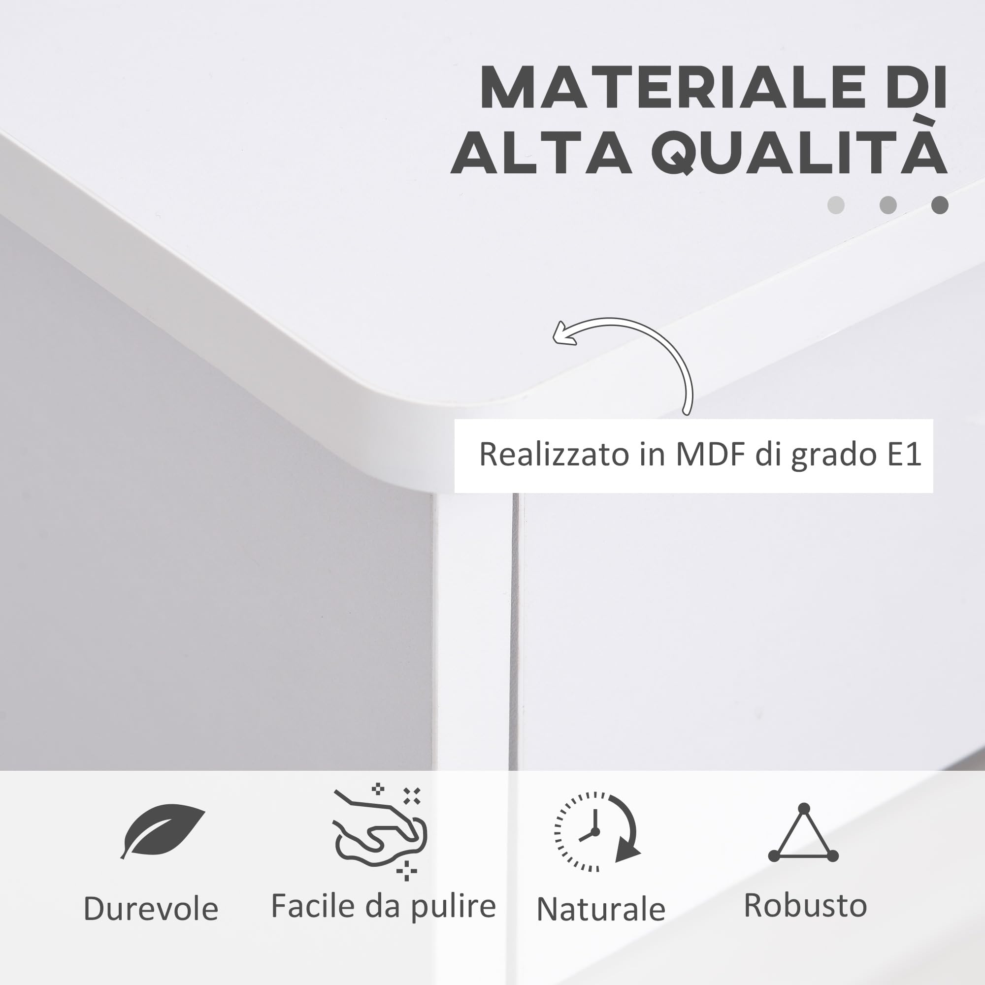 HOMCOM Scrivania Moderna per PC e Computer con 2 Cassetti e 1 Armadietto, Scrivania con Libreria Salvaspazio per Ufficio o Camera in Legno, Bianco