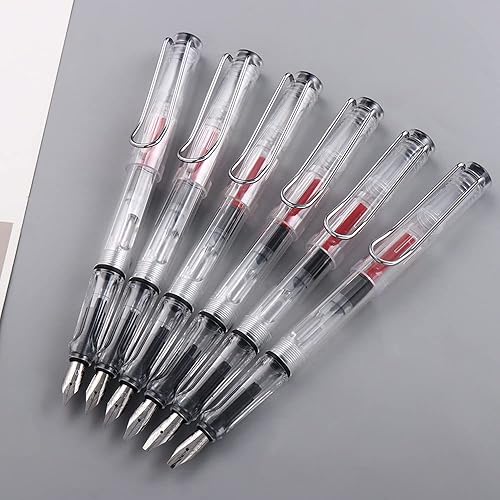 Miniatura 5 de Vctitil Juego de 6 plumas estilográficas de caligrafía, bolígrafos de tinta artística con cuerpos de flores, puntas planas, diseños de letras