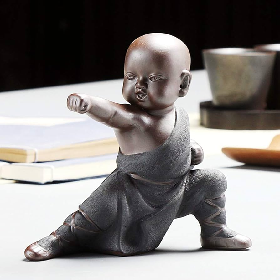 銅製カンフー和尚像 茶台玄関装飾 工芸置物 銅製カンフー和尚像 茶台玄関装飾 工芸置物