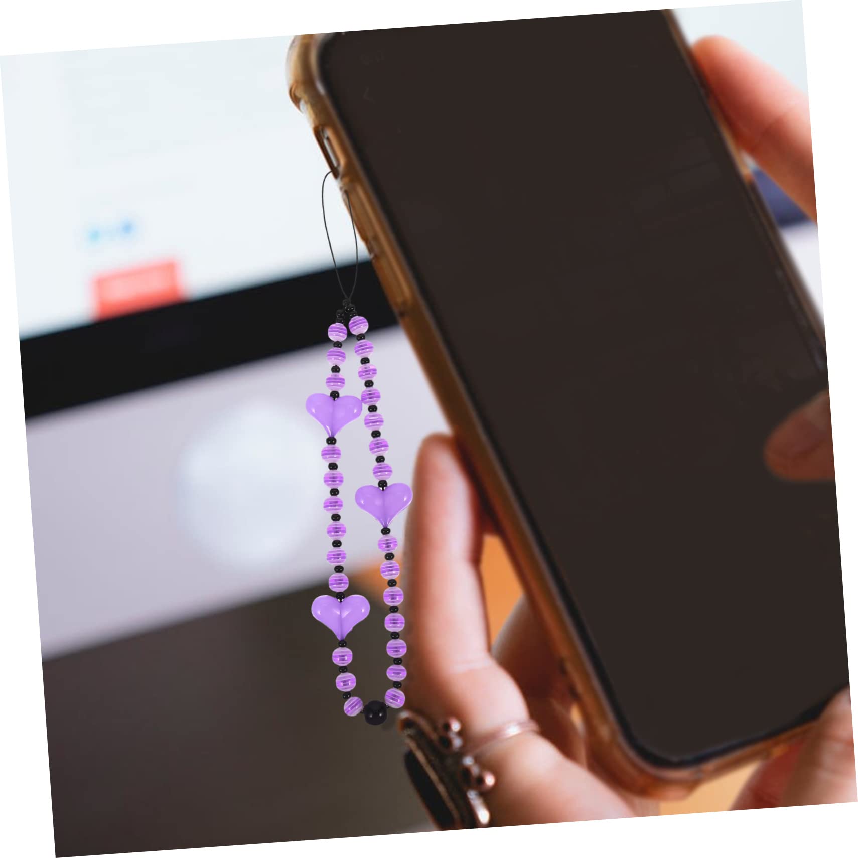 DOITOOL 2 Piezas Amor Cadena Para Teléfono Móvil Llavero Colgante Cadena Teléfono Portátil Encanto Llaveros Mujeres Cordón Para Llaves Bolsa Colgante Cadena Pulsera Cordón Teléfono Cordón