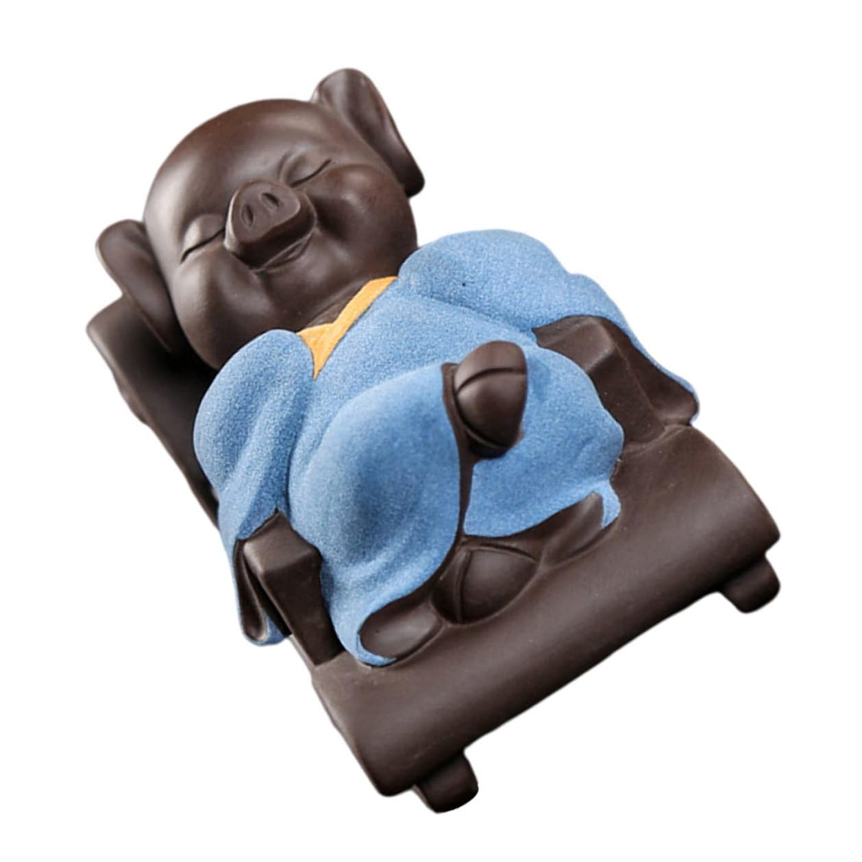 Figurine cochon en argile de Zisha pour décoration de table à thé et objet d'art de bureau