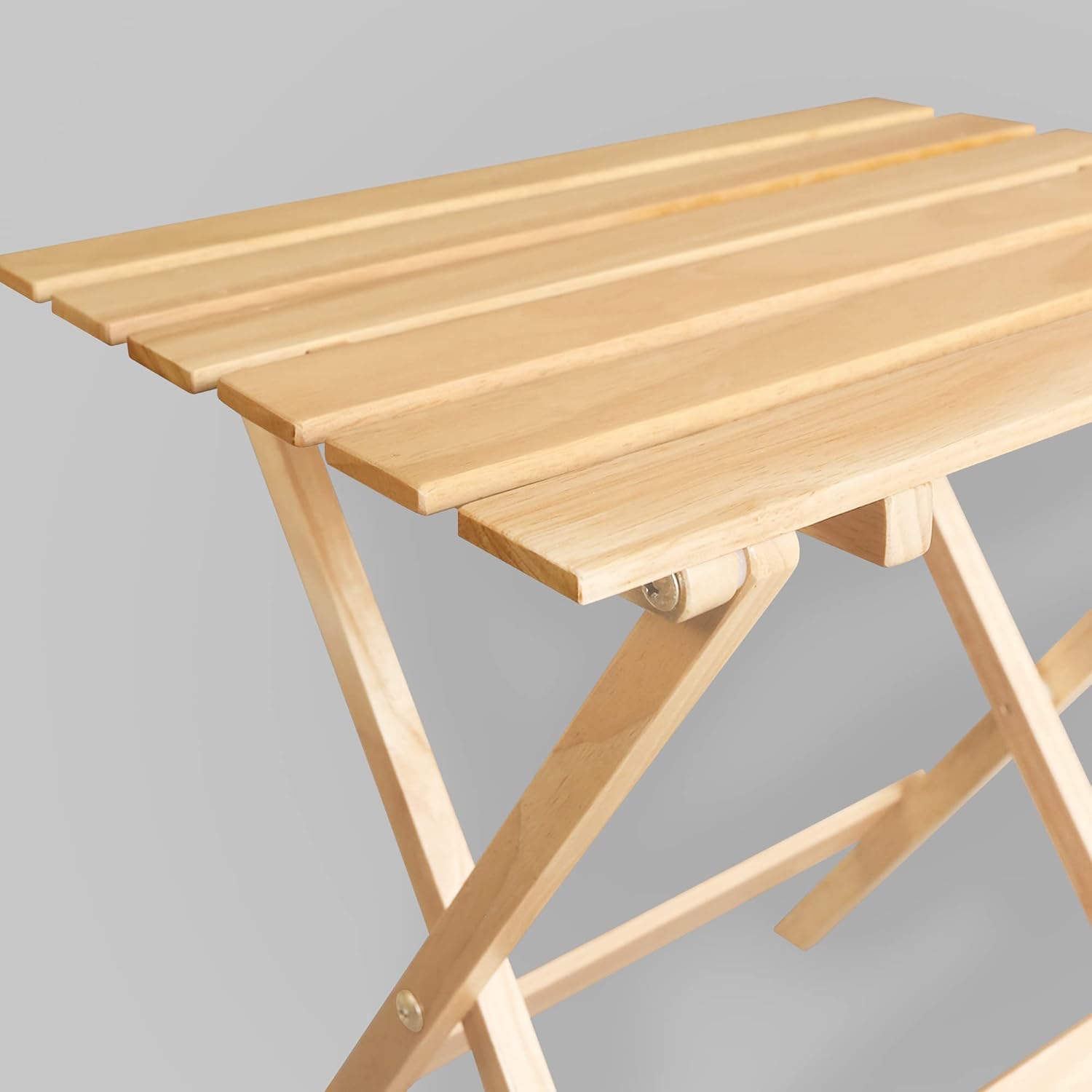 Natural Pine Solid Wood Folding End Table Set