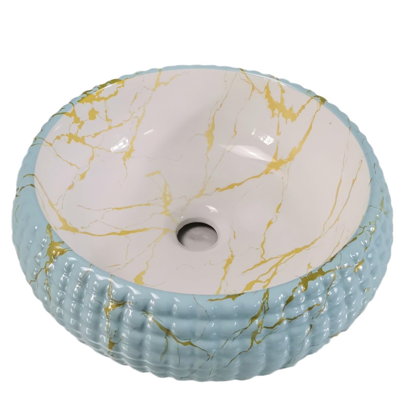 WOTZOV Bathoom Sink Bathroom Vessel Sink Ceramic Vessel Sink Round Art Basin Home Ceramic Wash Basin Hotel Above Counter Basin Bathroom Vessel Sinks,One Color-400X400X140Mm