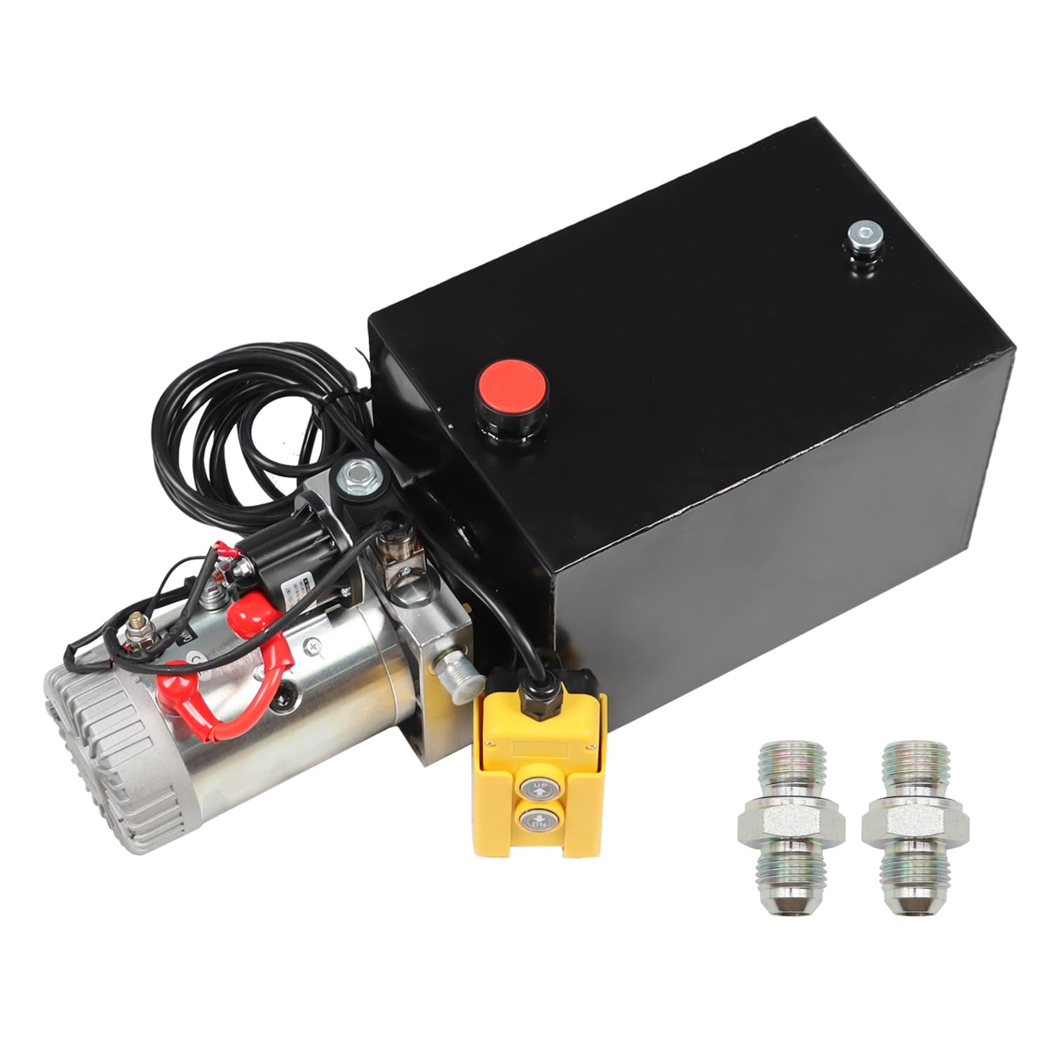 Nakkaa 12V DC Hydraulic Power Device 13 Quart Single Acting Hydraulic Dump Trailer Pump for Lifting and Lowering Dump Trailer Trucks