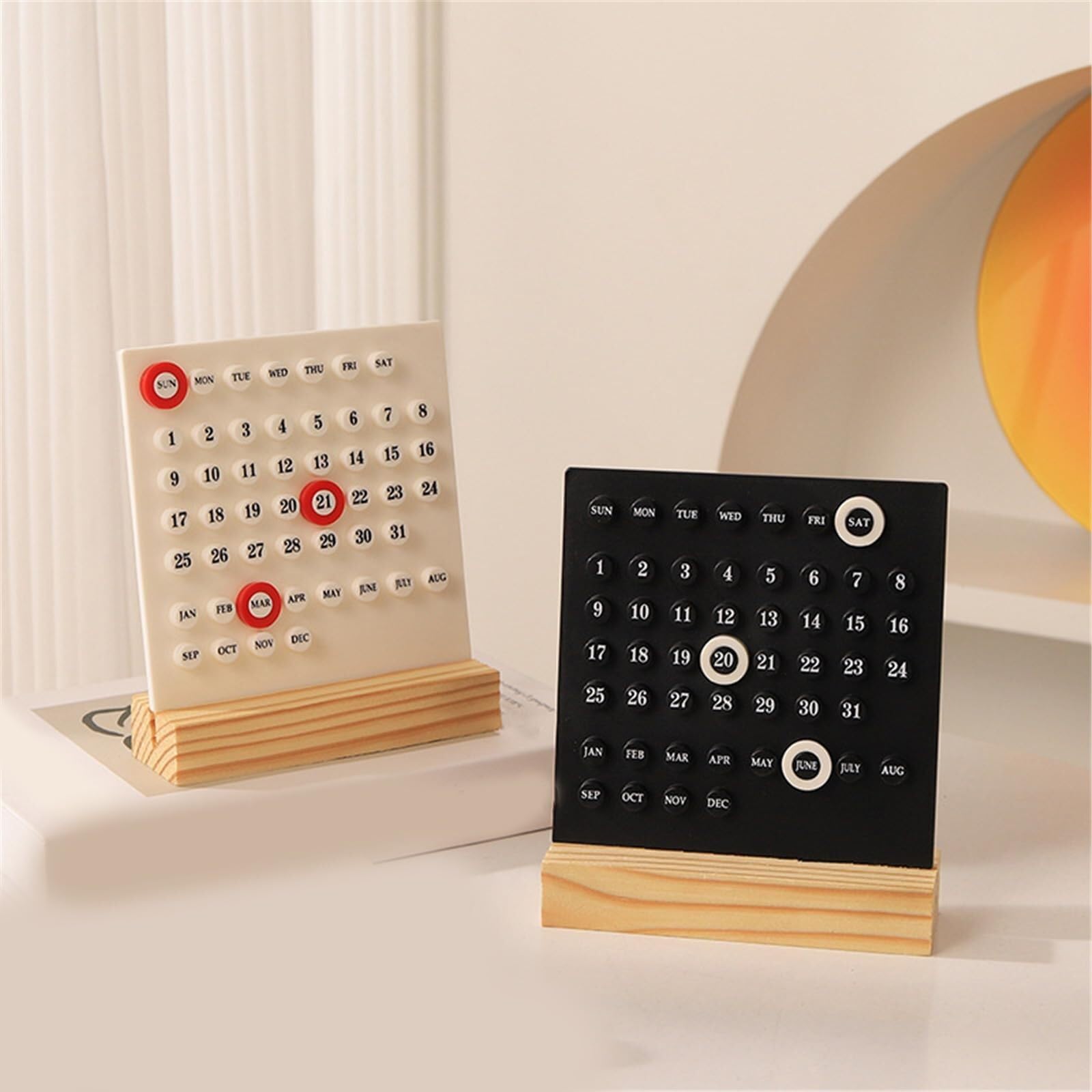 Tischkalender mit Holzblock und 3 Ringen zur Datumsaufzeichnung für das Homeoffice