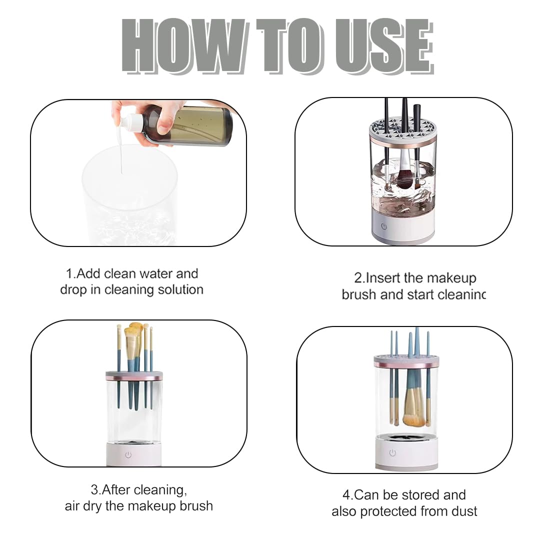 Limpiador de Brochas de Maquillaje Eléctrico 3 en 1 – Limpia y Seca en 30s USB Automático