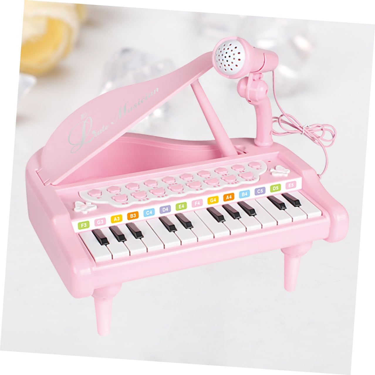 Pianoforte Musicale Elettronico e Ragazzo Multifunzionale per Peso con Microfono , Organo Rosa in Plastico , Gioco Educativo Ragazza per Apprendimento e Esplorazione Sonora