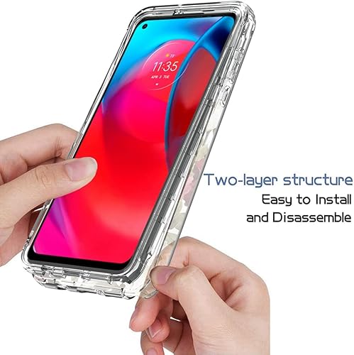 Miniatura 4 de Funda para Moto G Stylus 5G 2021 XT2131DL con protector de pantalla de vidrio templado, cuerpo completo, a prueba de golpes, transparente, patrón