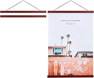 Artmag Magnetic Poster Hanger Frame, 13x19 13x22 13x24 Light Wood Wooden Magnet Canvas Artwork Print Poster Hangers Frames Hanging Kit (Mahogany, 13")