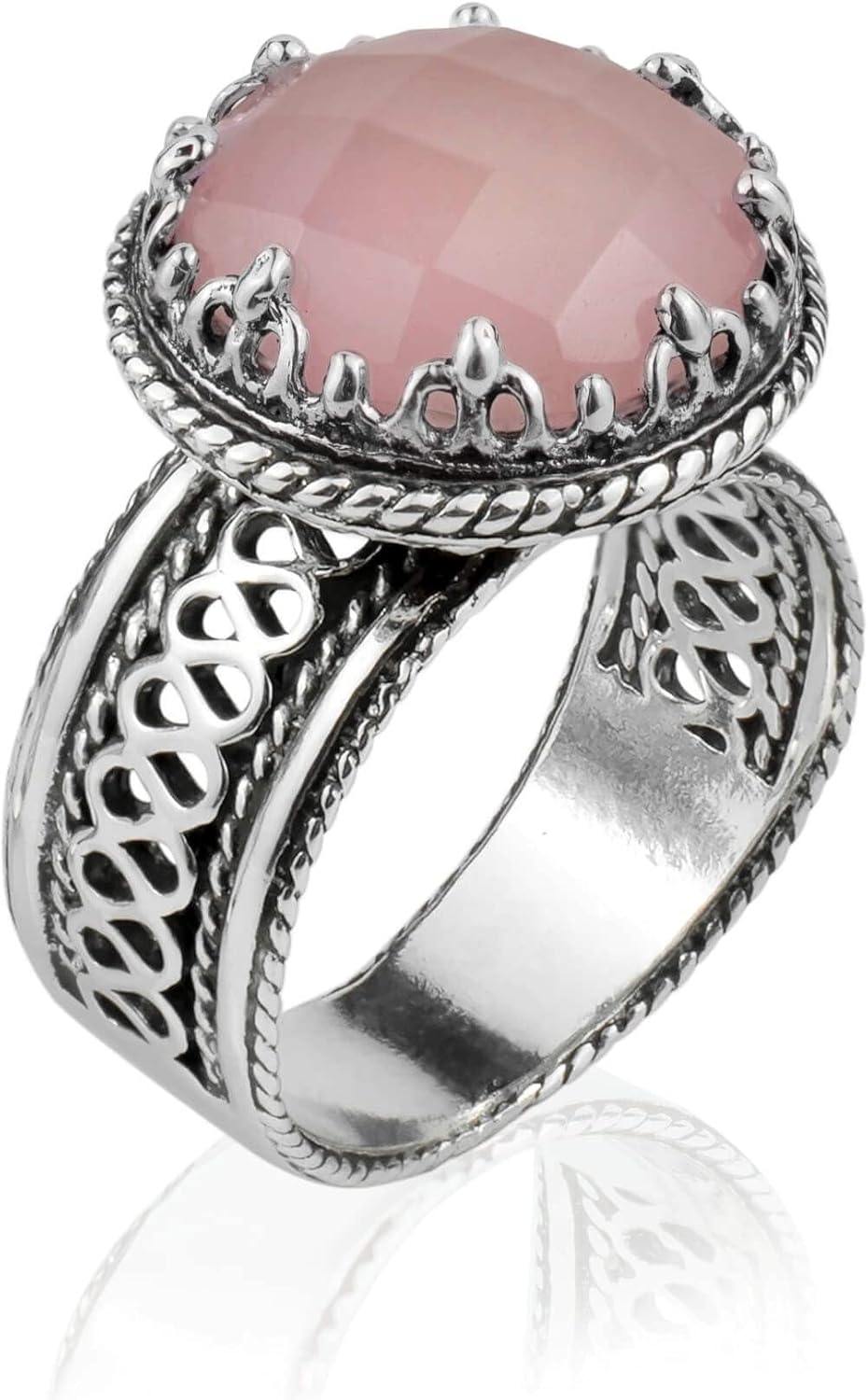 Filigranist Sterling Silver Handcrafted Filigree Art Women Gemstone Cocktail Ring