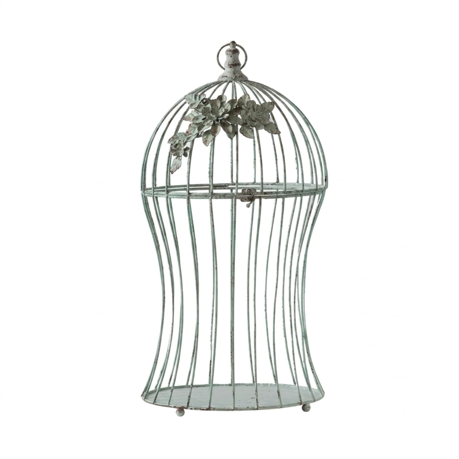 Vogelkäfig Vintage Vogelkäfig mit Tür Shabby Chic käfig für Brautpaare, rateure, Schaufenster, Fotografie, Wohnzimmer, Vintage Vogelkäfig Mit Blumen, 60cm Höhe