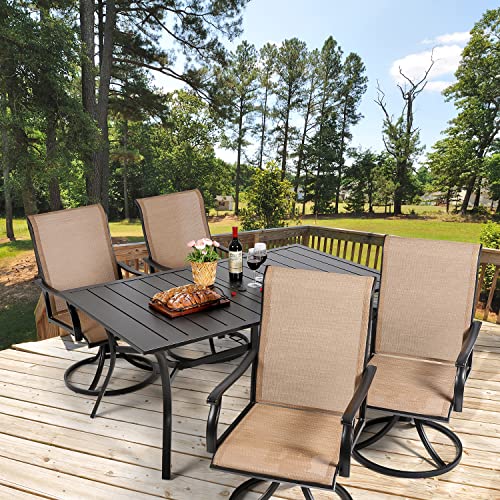Anmutig Patio Swivel Dining Chairs Set Of 2, Outdoor Metal Chair With Textilene Mesh Fabric Patio Furniture Set Porch Chairs With Metal Rocking Frame For Lawn Garden Backyard #TOP6