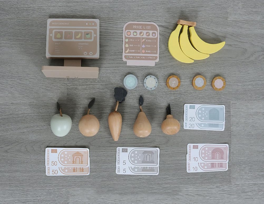 Banco della Spesa Giocattolo in Legno, banco Venditore di Frutta | Banco del Venditore di Alimentari, Stand di Frutta, Giocattolo Negozio di Finzione