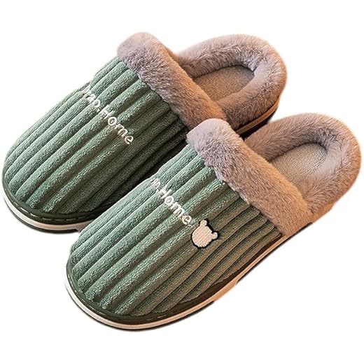 Comfortable Memory Foam Slippers Green 5-11 Years