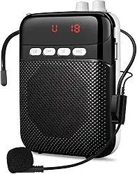 amplificador de voz portátil para professores, fone de ouvido com sistema pa de amplificador pessoal recarregável de 2400mah para microfone falante para professores, guias turístico