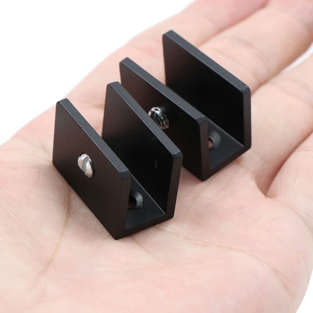 Morsetti in vetro, supporto per pavimento in vetro, 8 pezzi, in acciaio inox, per superfici piatte, 8 – 10 mm, per balaustra, specchio corrimano, scale (nero)