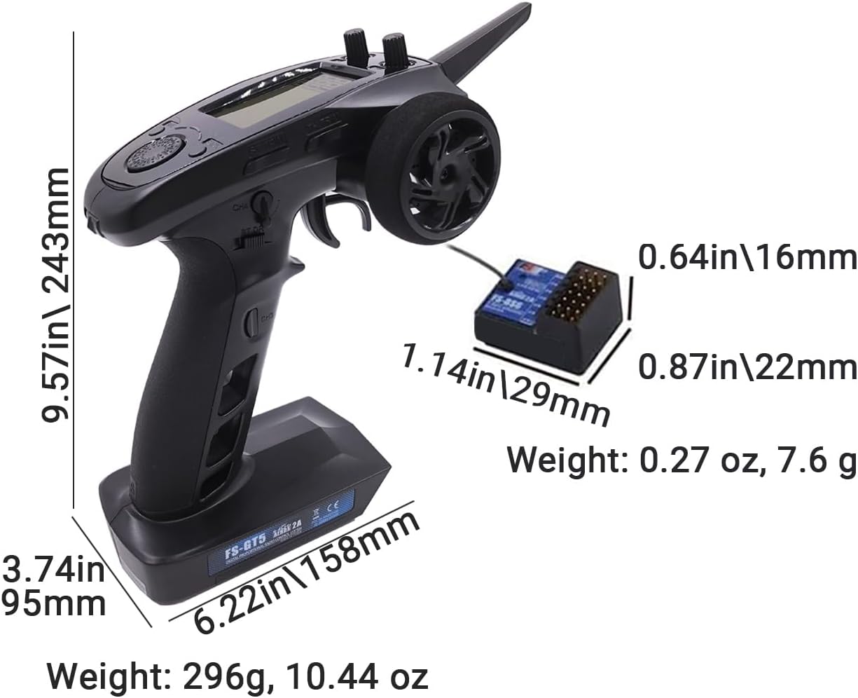 FS-GT5 6 Channels RC Transmitter and FS-BS6 Gyro Receiver 2.4GHz Fly AFHDS2A Sky Radio Control System for RC Car Boat