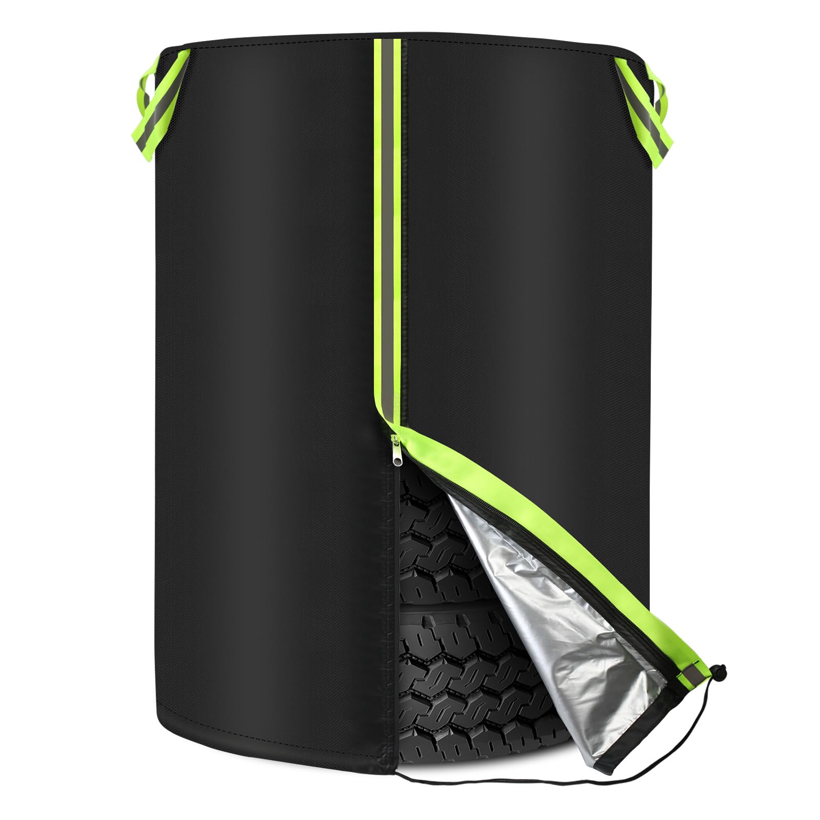 MaxEarn Ø80cm x H117cm Auto Reifentasche, Universale Reifenabdeckung für 4 Reifen, 210D Oxford Reifen Aufbewahrung Tasche mit Reflektierende Streifen, Autoreifen Hülle mit Reißverschluss und Tunnelzug