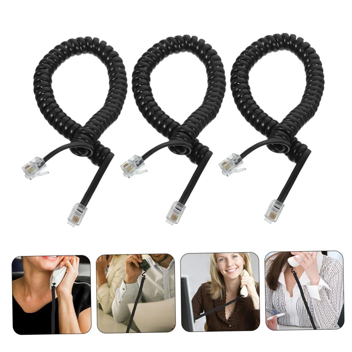HONMEET 3Pcs Telephone Cords Durable Coiled Telephone Cord Sound Transmission Flexible and for Use