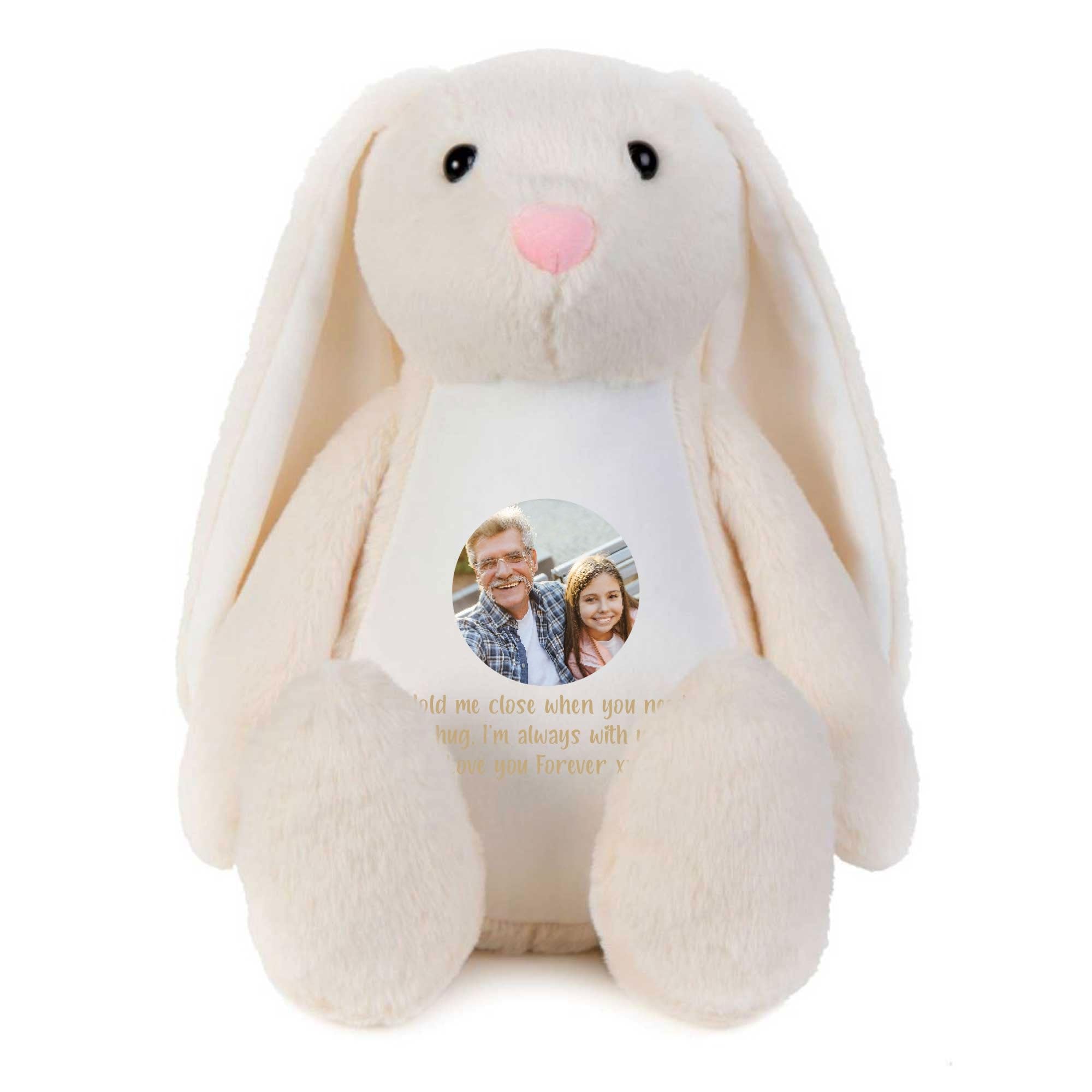 The Lovely Keepsake Company Cream Personalised Photo Comfort Keepsake Bunny - | Custom Photo & Message | Sympathy Gift, Remembrance