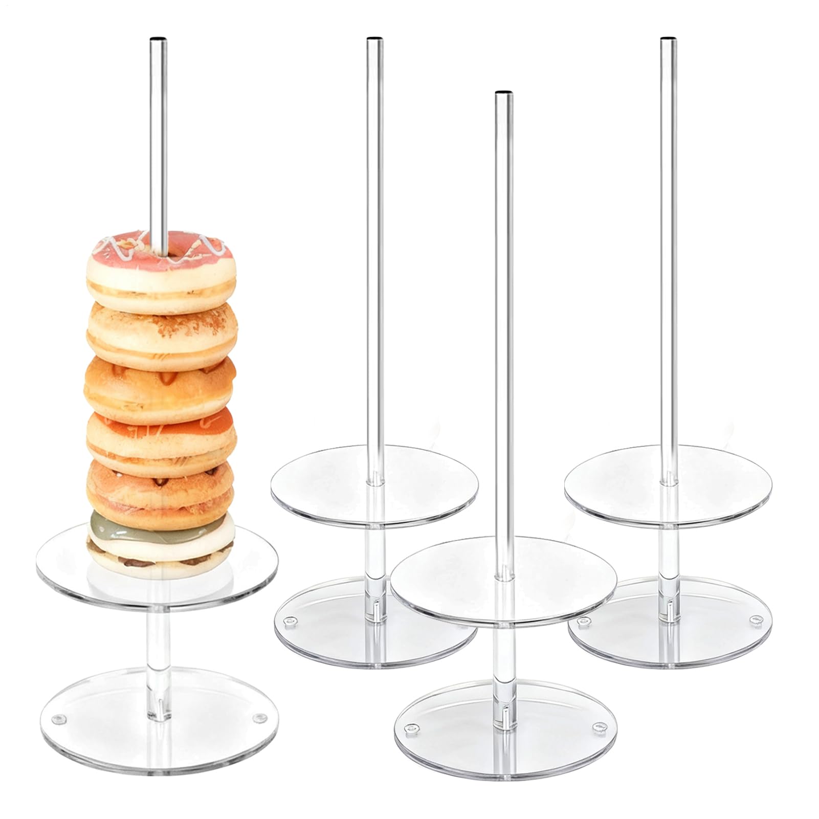 Supports pour donuts Teksome contre les buffets encombrés avec 4 pièces en acrylique