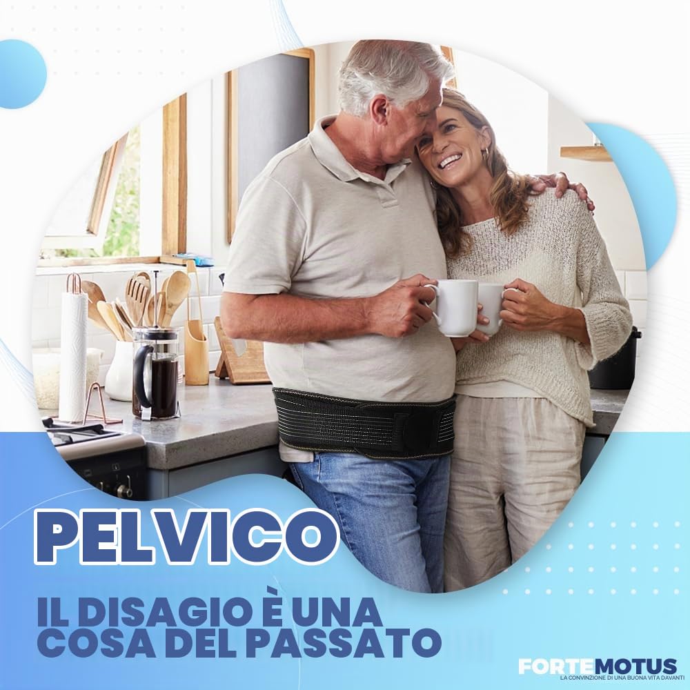 FORTEMOTUS Cintura Sacroiliaca Donna e Uomo, Fascia Fianchi Supporto per Sciatica Anca Si Joint Belt per Alleviare Sciatica, Dolori, Pelvici, Artrosi del Femore, Alla Schiena (Nero, L)