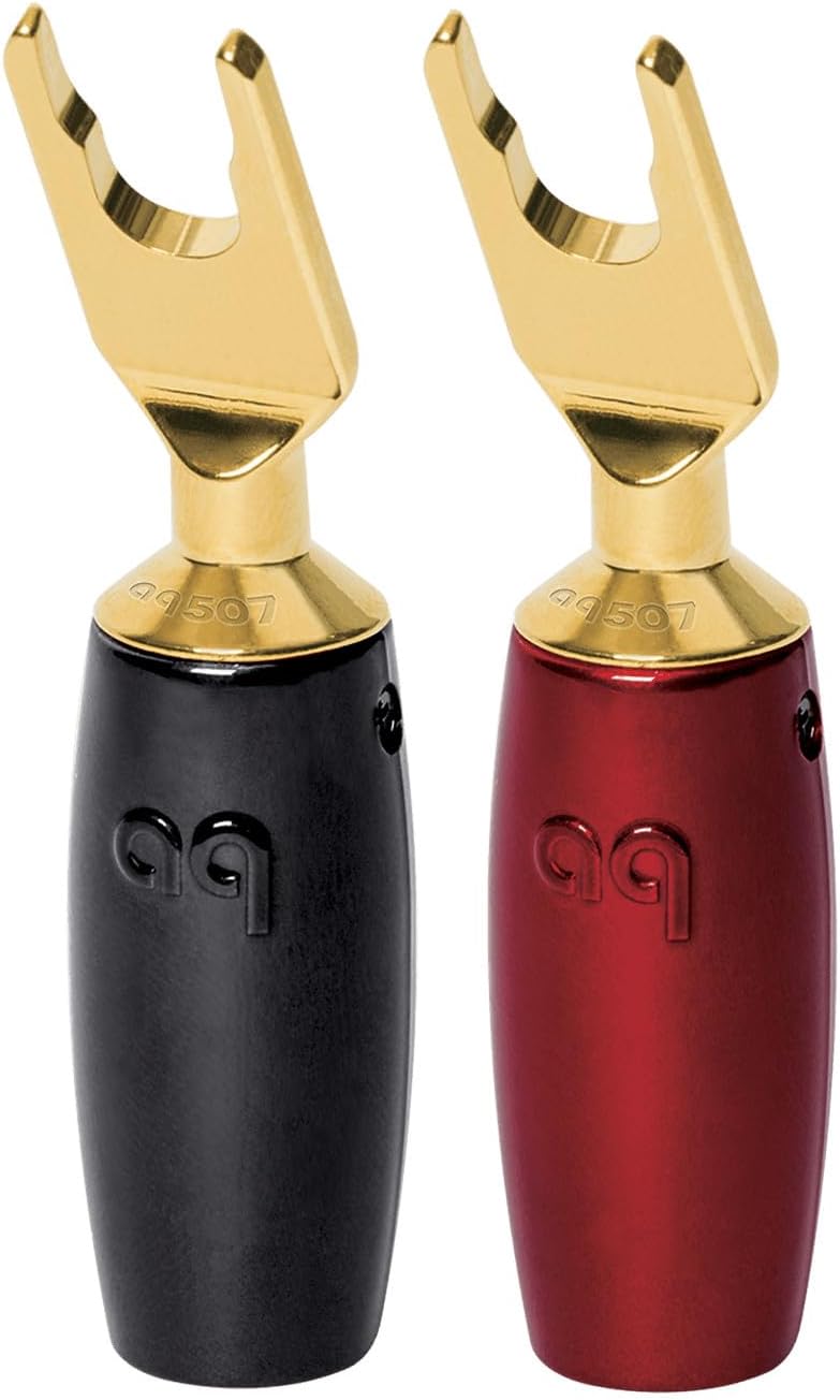 AudioQuest 507 Series Multi-Spade Speaker Connectors - Fits up to 7 AWG Speaker Cables (Gold, Set of 4)