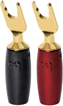 AudioQuest 507 Series Multi-Spade Speaker Connectors - Fits up to 7 AWG Speaker Cables Gold, Set of 6