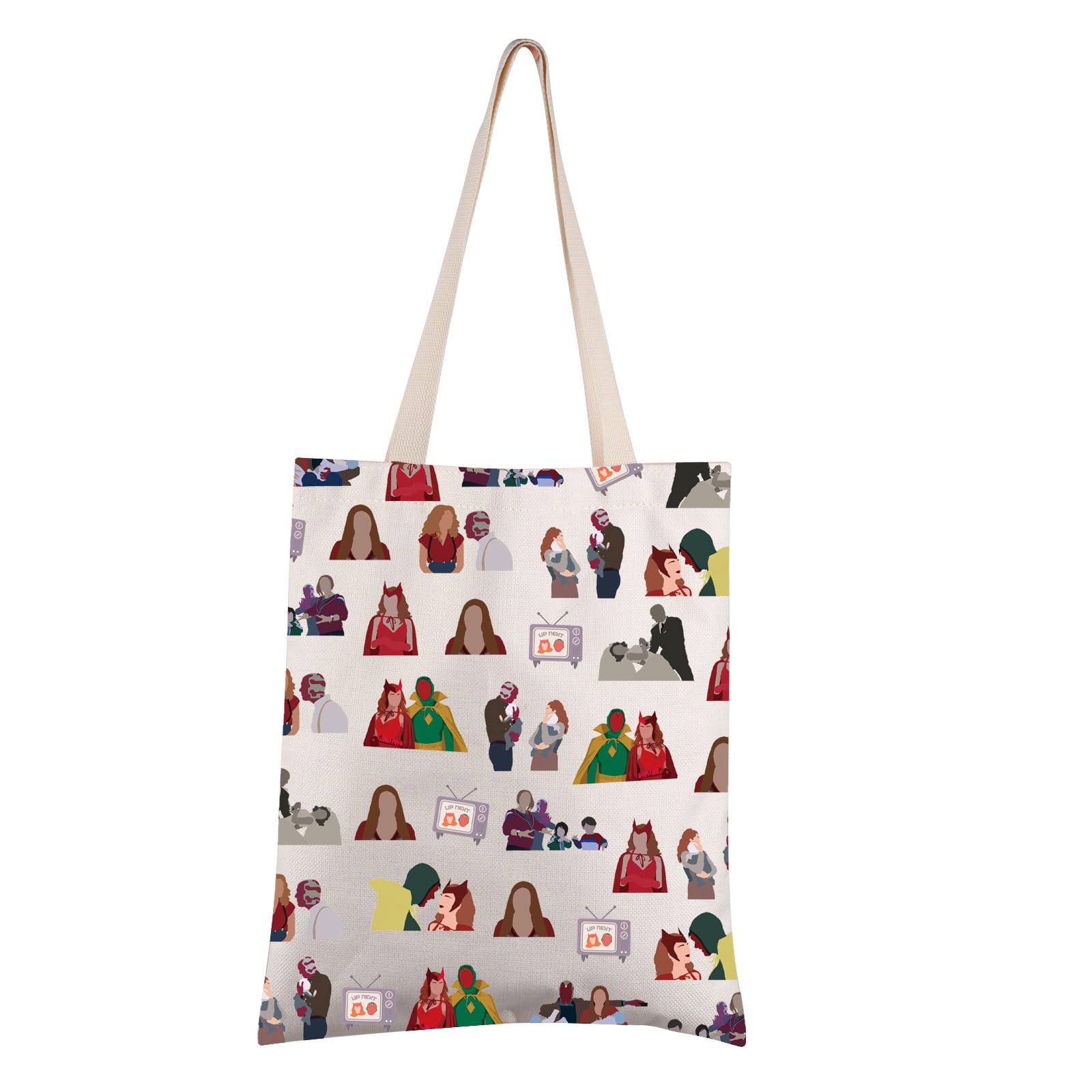FEELMEM Wanda TV Show Inspired Gift Wanda Fans Tote Bag Wanda Witch Vision Reusable Shopping Bag For Movie Wanda Fans