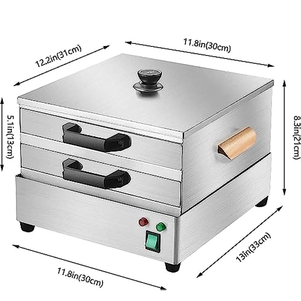 Macchina per cottura a vapore per pasta di riso, multifunzione per Dim Sum, panini e gnocchi, con 2 cassetti e 1 vaporiera, perfetta per ricette di cucina cinese