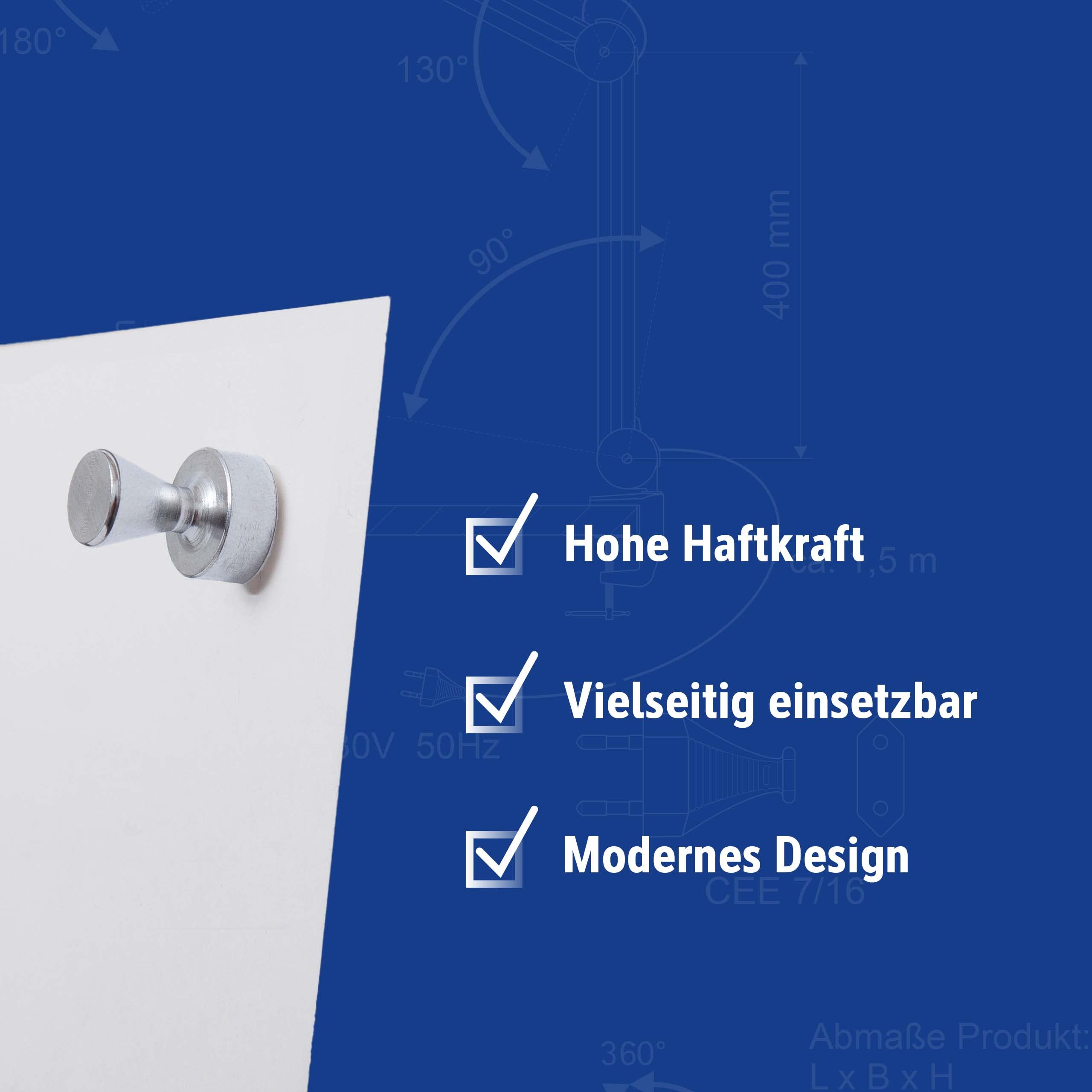 MAUL Neodymium Magneet 10 x 1 mm (20 Stuks) | Sterk Met 0,5 kg Hechtkracht | Modern Design | Zelfklevend | Voor Magneetbord, Whiteboard en Koelkast | Zilver