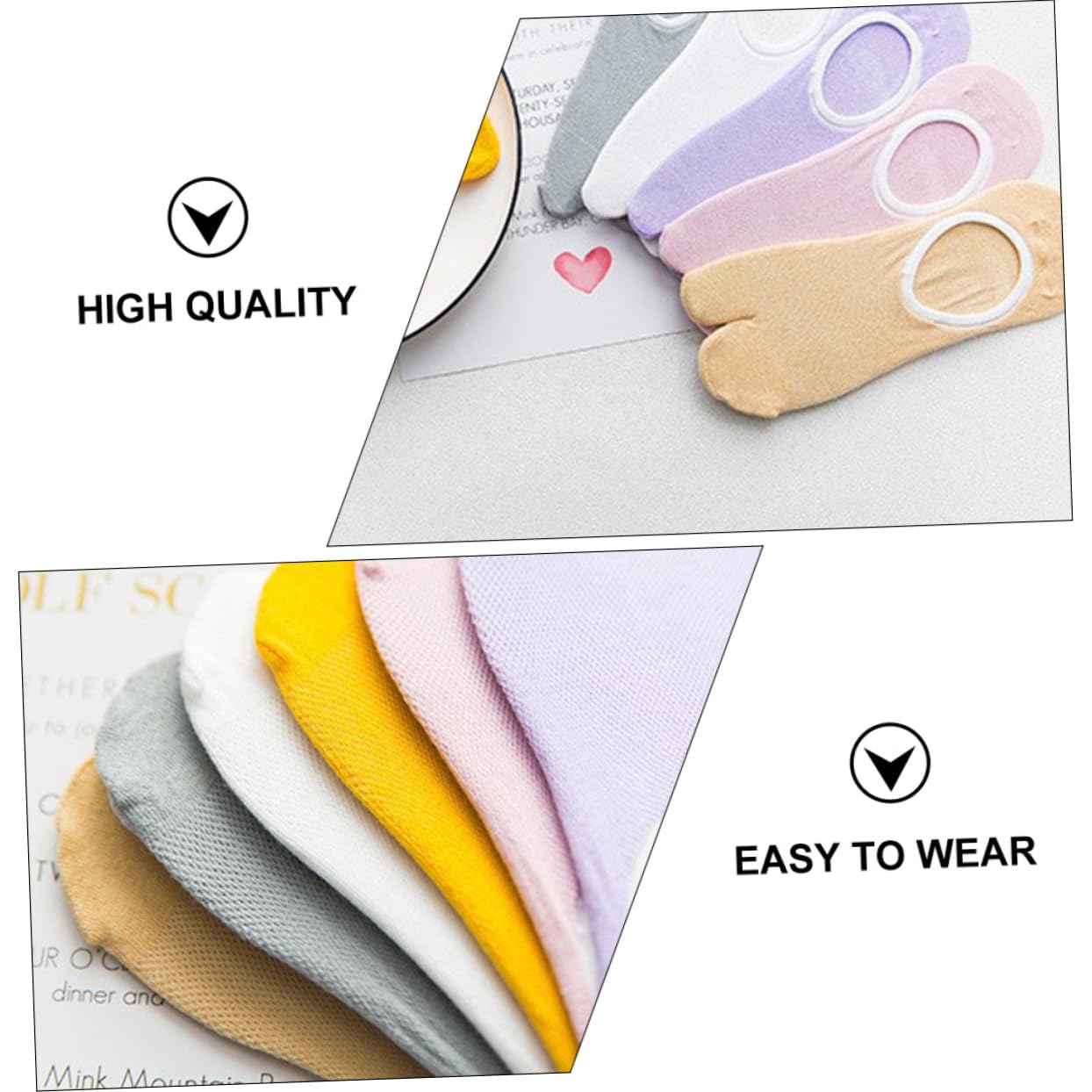 Holibanna 6pairs Breathable Two-toed Socks for Girls Lightweight Design -sliding Heel for Everyday Wear and Skin Tones