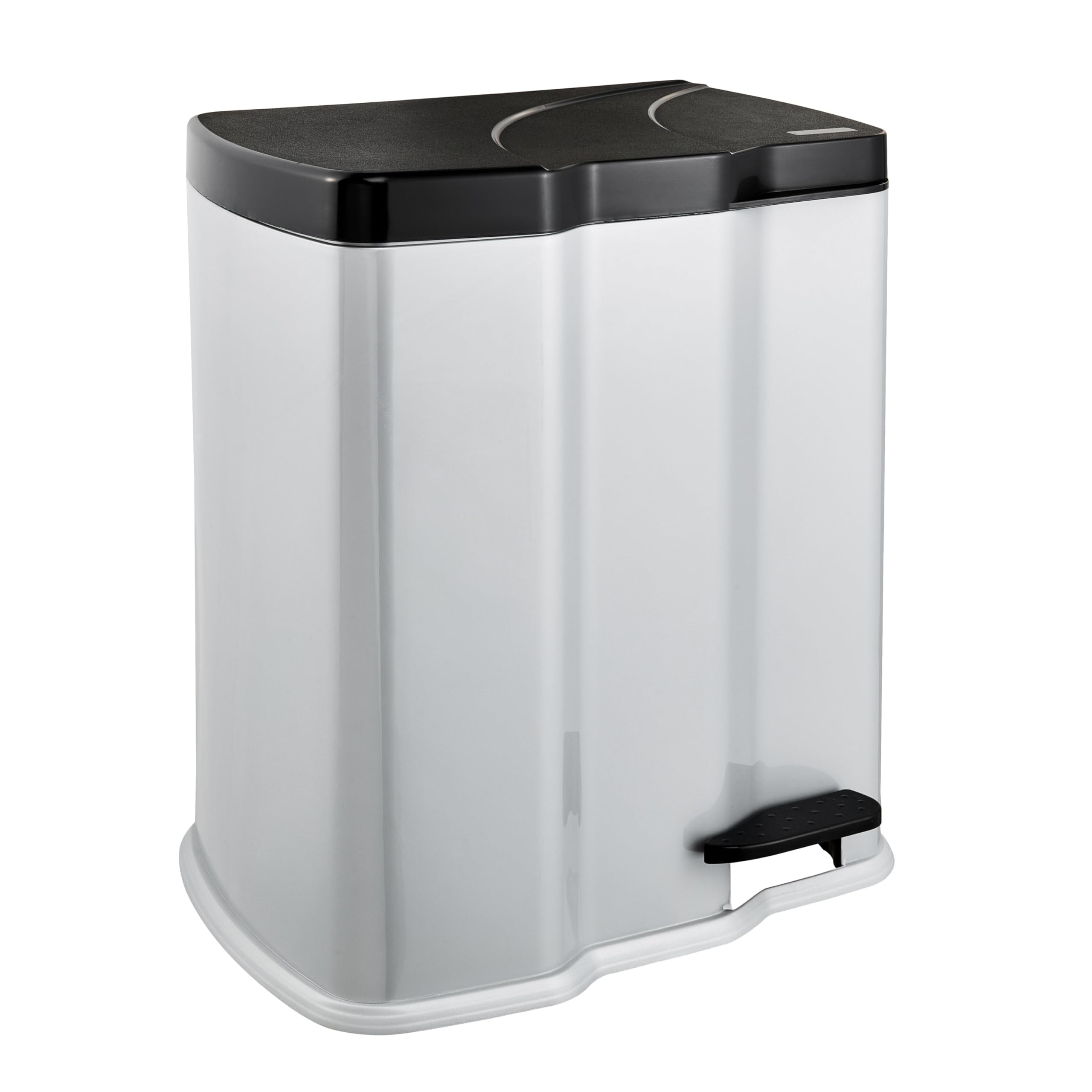 keeeper Pedal Bin with 2 Waste Compartments, 7 Litre + 15 Litre, Gunnar, Silver
