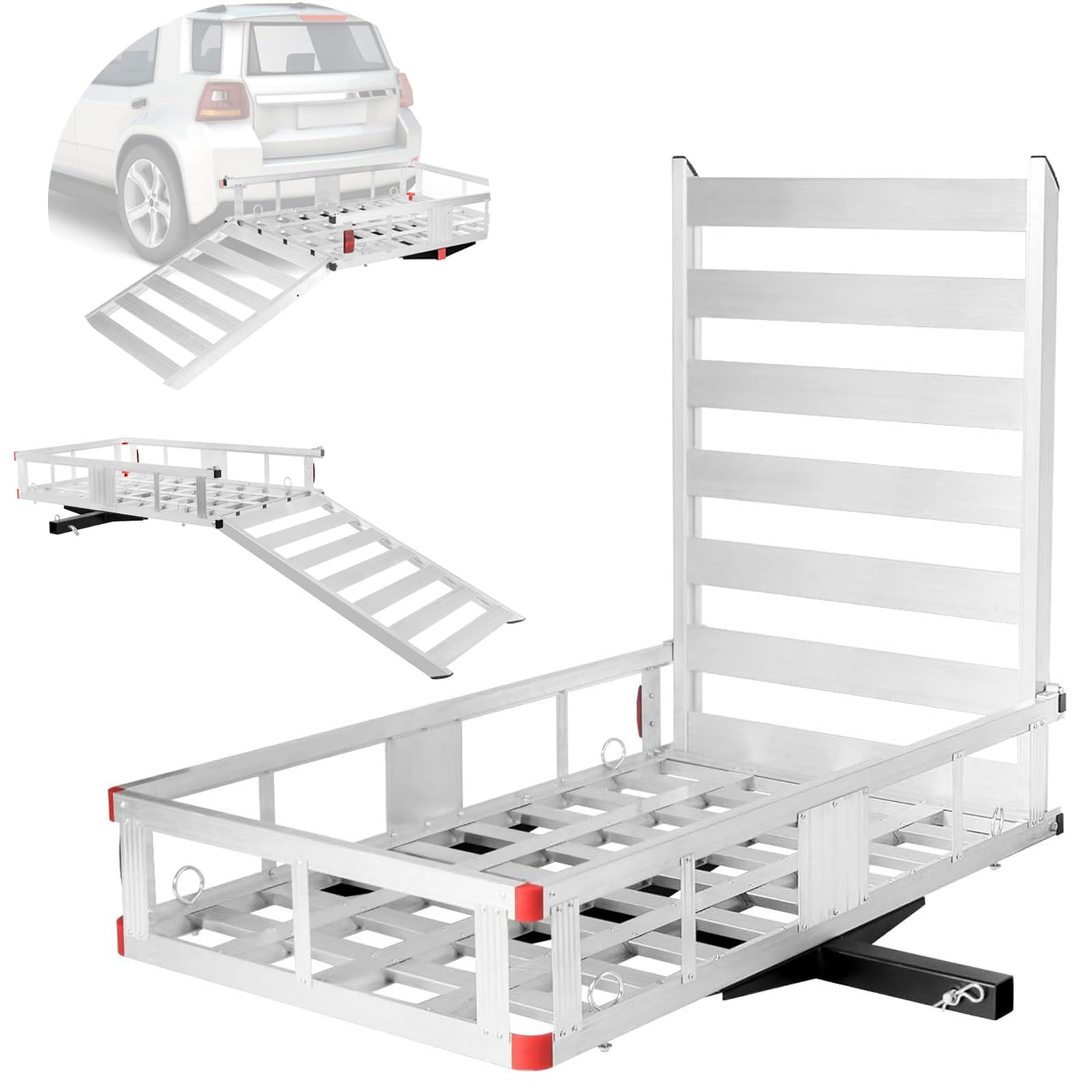 ERGOMASTER Hitch Cargo Carrier, 500lb Capacity Trailer Hitch Mount Cargo Carrier with Ramp, 50