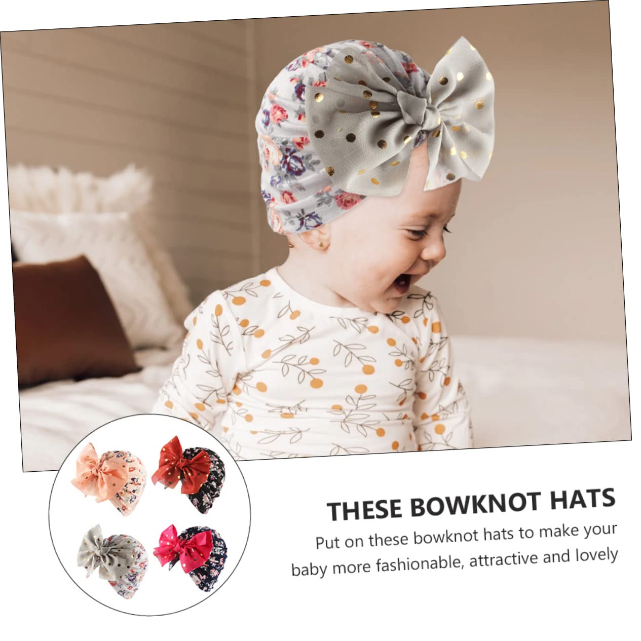 Sombrero Gorros para Bebés Piscina Capó para Tapa Juguetes Gorro Bebé Turbante Gorro Decorativo Gorra con Lazo Chic para Poliéster Algodón