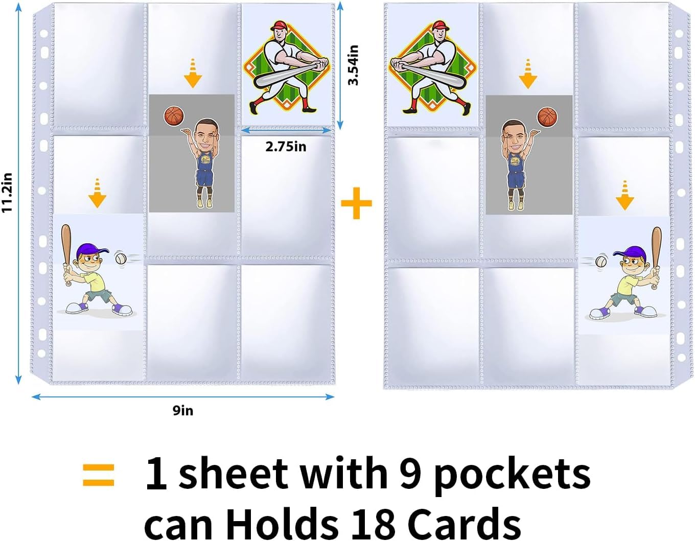 Amazon.com: 9 Pocket Card Sleeves Trading Card Binder Sleeves, 3 Ring Pages  for Sports Cards, Coupons, Game Cards : Toys & Games