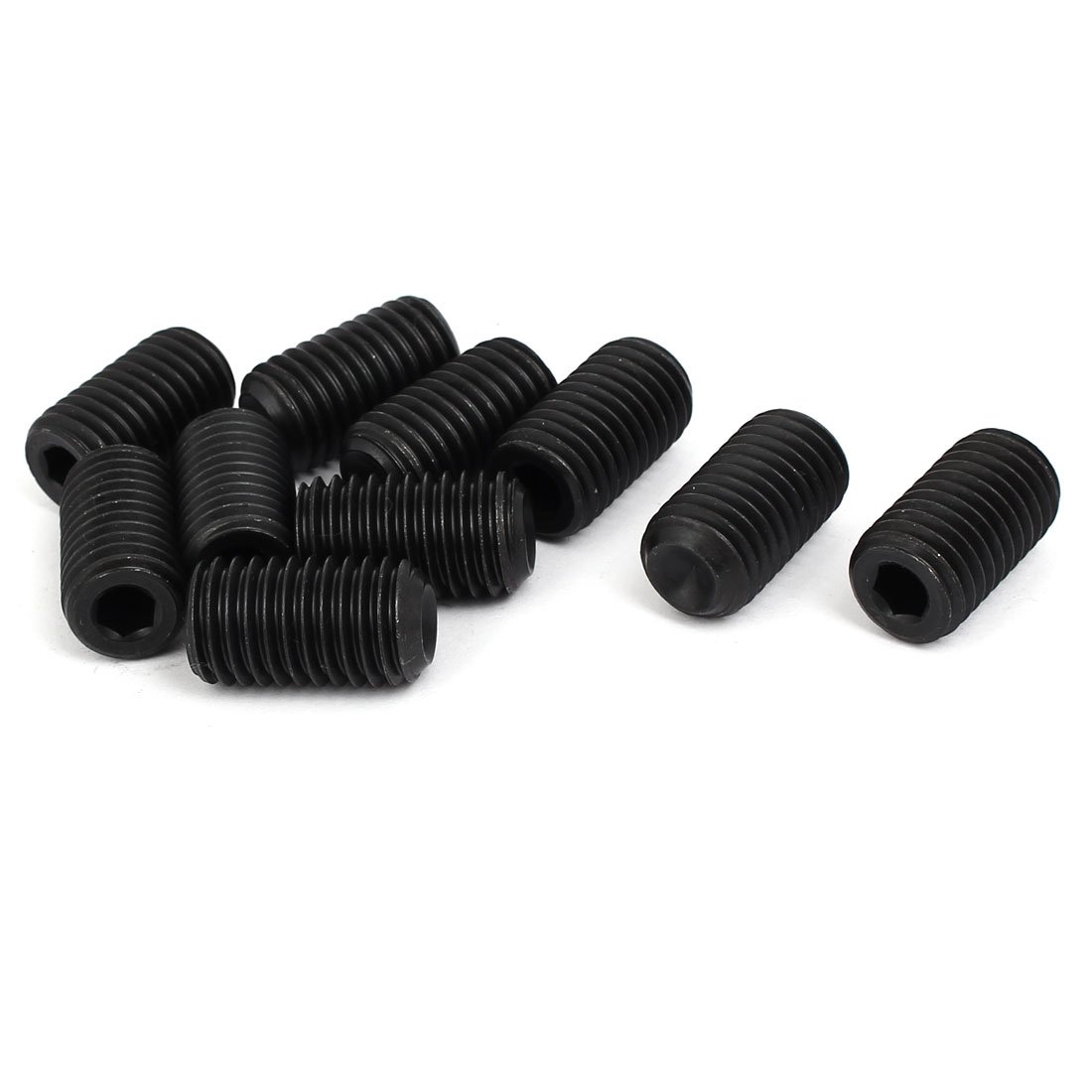 Sourcingmap M14 Dia 25mm Length Head Hex Socket Cup Point Grub Screw Black DIN916 10pcs