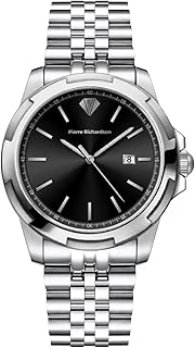 PIERRE RICHARDSON PR4311 Men’s Luxury Watch – Silver Stainless Steel Japanese Quartz Watch, 42mm, 5ATM Water Resistant, Scratch-Resistant Sapphire Crystal Glass, Reloj para Hombres