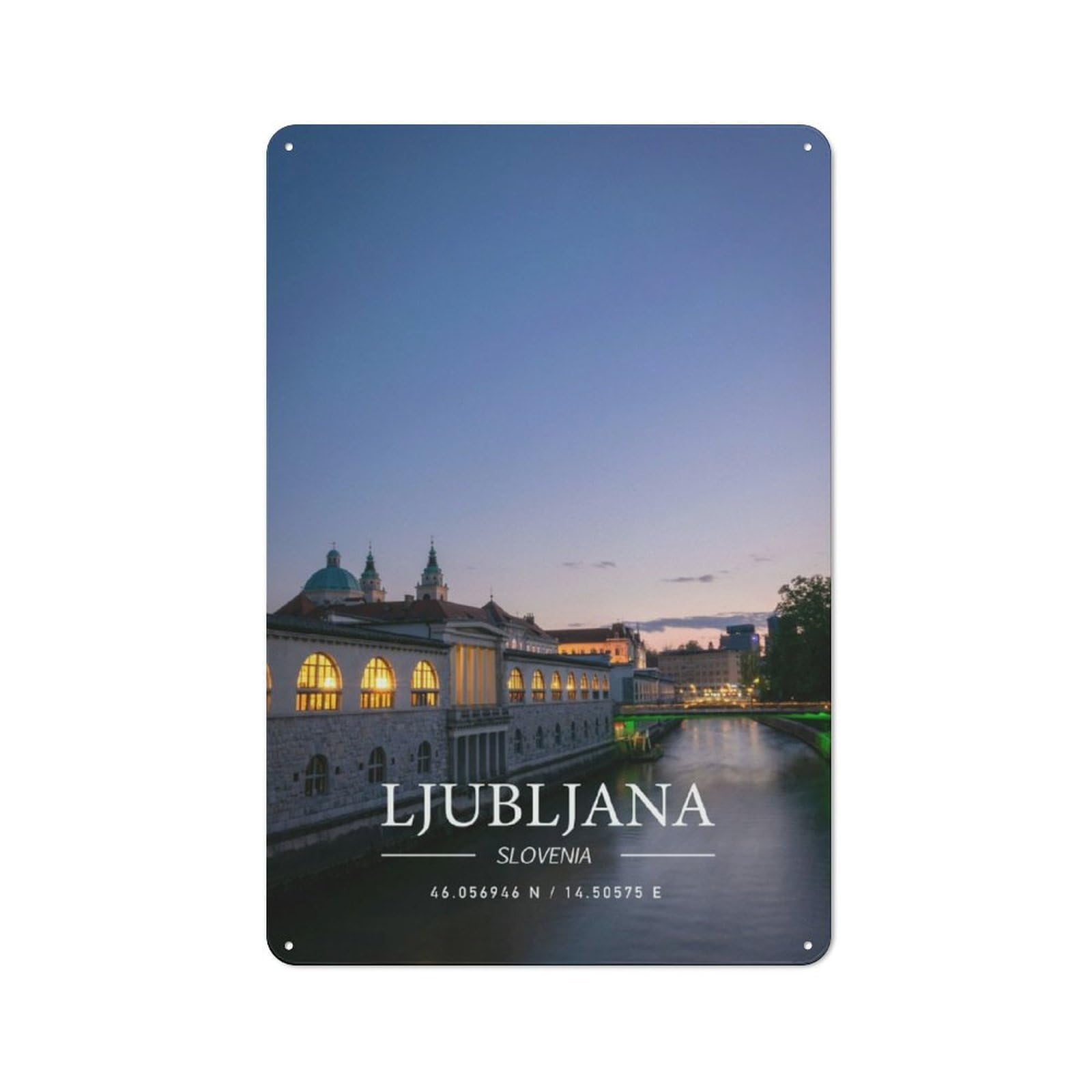 Junmoney Ljubljana Retro Metal Wall Sign 30X20cm With For Home Bar Wall, A Housewarming Gift For Hosts Who Enjoy Retro Interiors