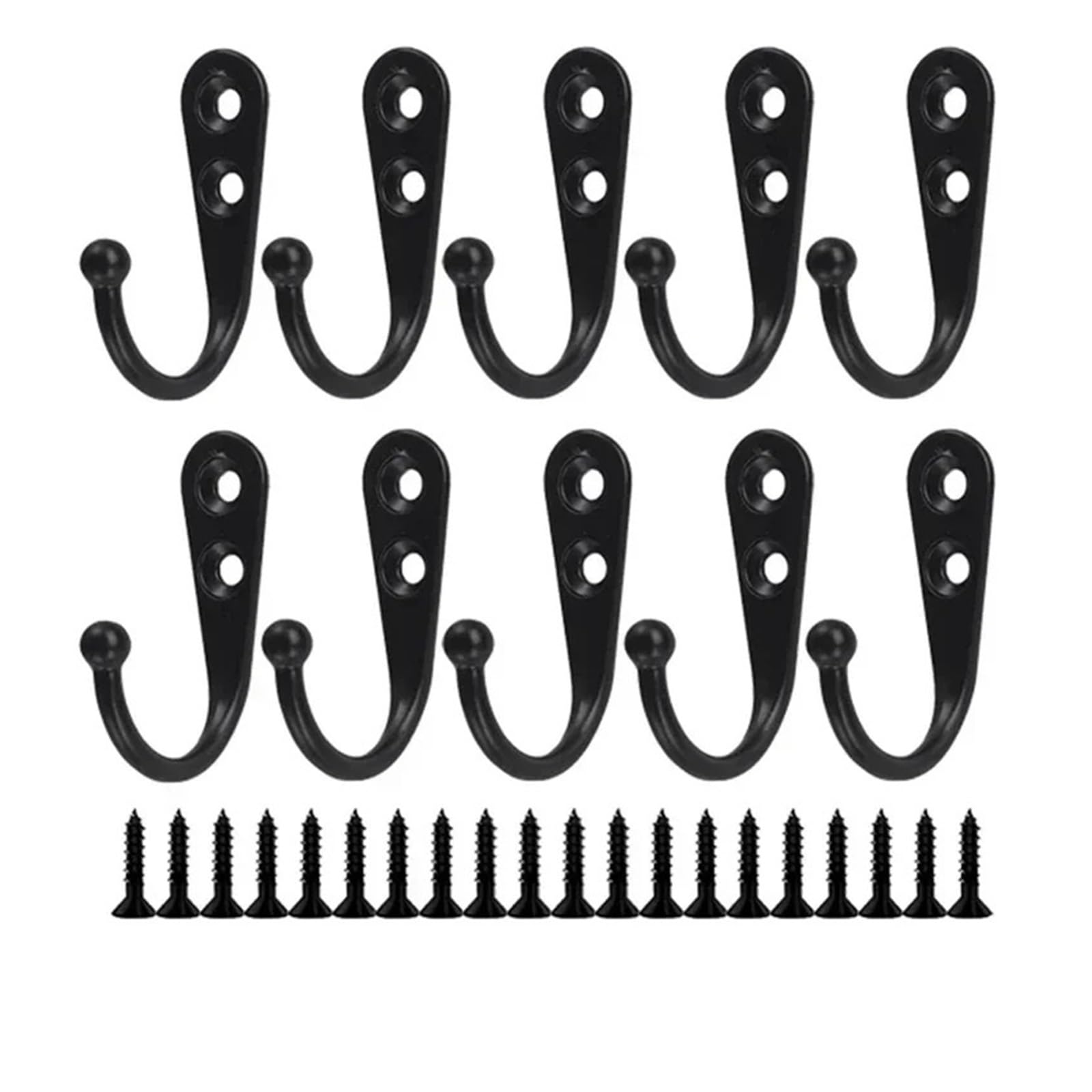 Luysgbxr Black Hooks Alloy Hooks With Screws Wall Mounted Hanging Hangers For Coat Towel Bags Caps Hook Kitchen Bathroom Storage Rack Holders(,1 Set)
