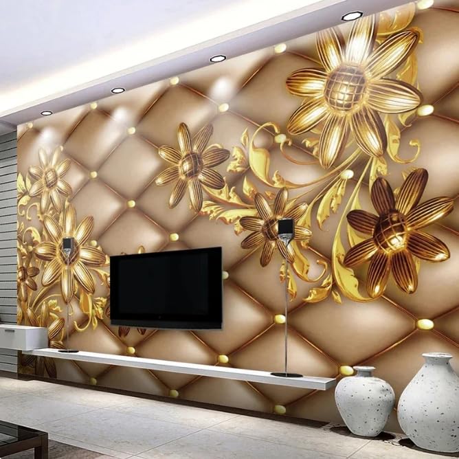Papier peint mural 3D salon moderne avec fleurs et bijoux 300x210 cm