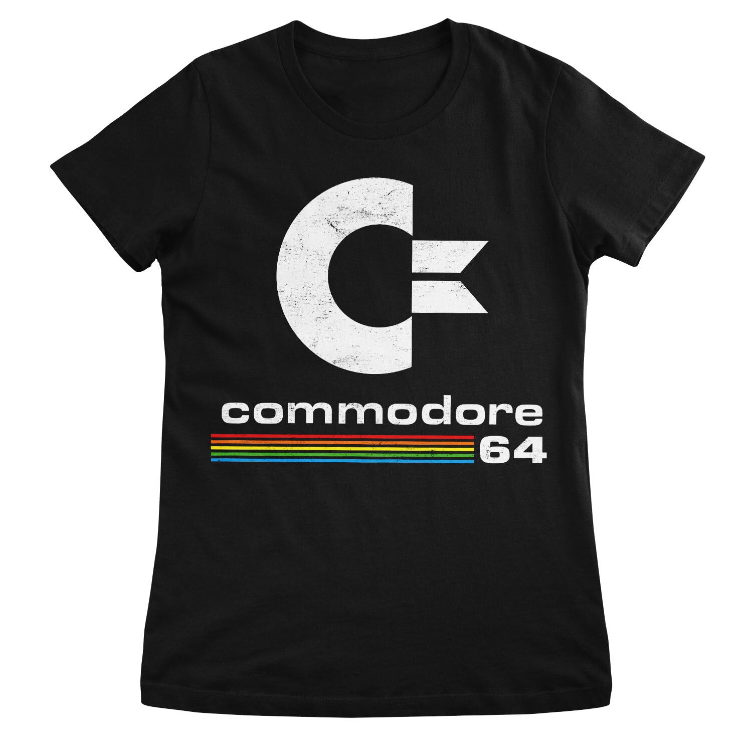 Commodore 64 Women's Black Officially Licensed Washed Logo T-Shirt (Black), Medium