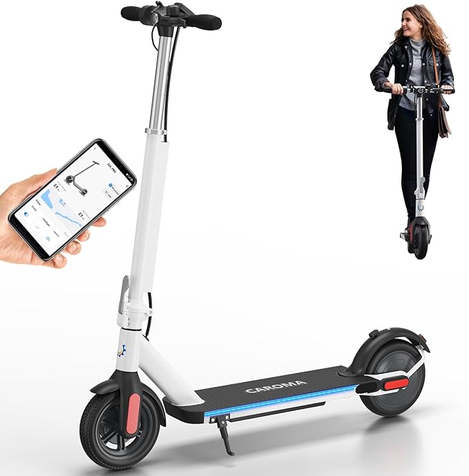 Caroma Electric Scooter, 500W Motor, 25 Miles Range & 20Mph, 10" Solid Tires Electric Scooter Adults, Foldable Commuting E Scooter with Cruise Control, Dual Braking System & Shock Absorption