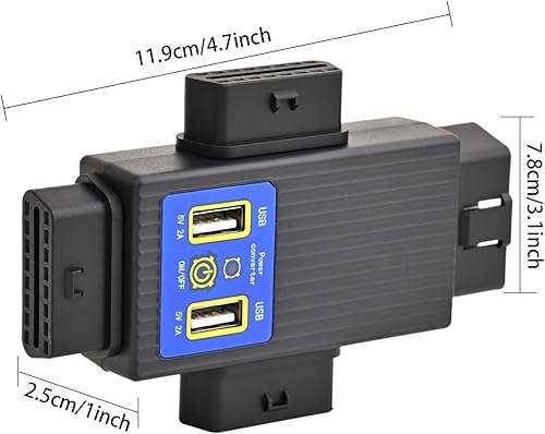 Miniatura 3 de iKKEGOL Pocket OBD2 OBDII Full 16 Pin 1 Macho a 3 Hembra OBD Cable Divisor Adaptador Convertidor con 2 Puertos USB Carga de Alimentación para