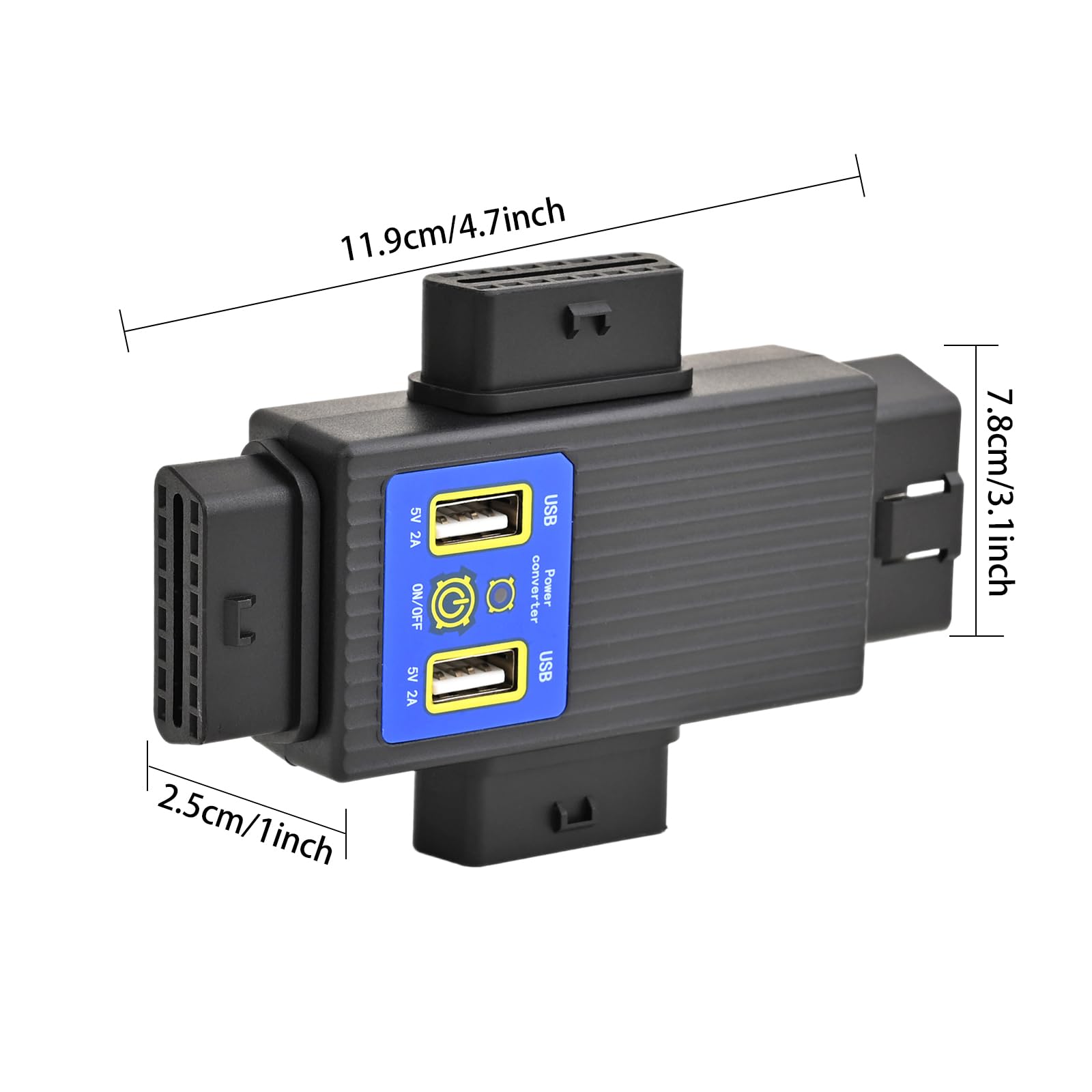 iKKEGOL Pocket OBD2 OBDII Full 16 broches 1 mâle vers 3 femelles OBD Câble Splitter Convertisseur Adaptateur avec 2 ports USB Alimentation Charge pour Extension de Diagnostic (1 à 3 Répartiteurs)