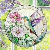 Hummingbird Suncatcher Stained Glass, Stain Glass Window Hanging, 8 Inch Stained Glass Decor, Bird Wall Art, Hummingbird Gifts, Gifts for Mom, Indoor Decor, Memory Sympathy Gift