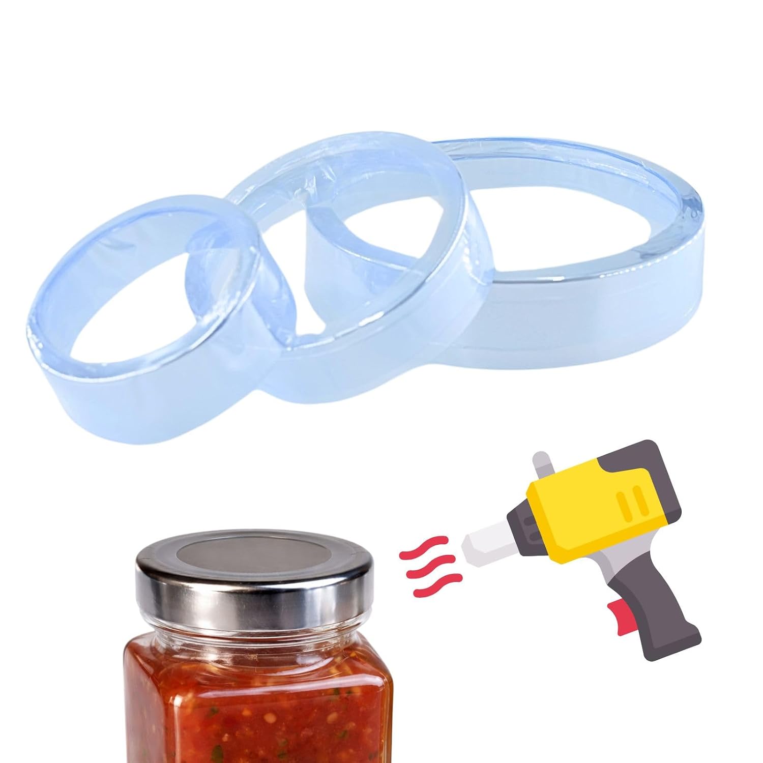WEIWEI - 192mm x 25mm, Max Diameter 4.7 inches, Pack of 250 PCS Clear Preformed Perforated Shrink Bands -Fits Deli Containers size 8-32 Ounces/Round Plastic Soup/Styrofoam bows