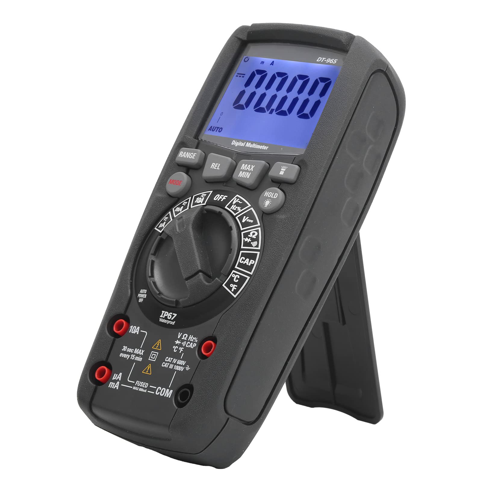 Wakects Multímetro Digital, ABS 6000 Cuentas AC DC Multímetro con Carcasa IP67, Voltaje Resistencia Corriente Capacitancia Frecuencia Probador de Temperatura para Electricistas Hogar Bricolaje